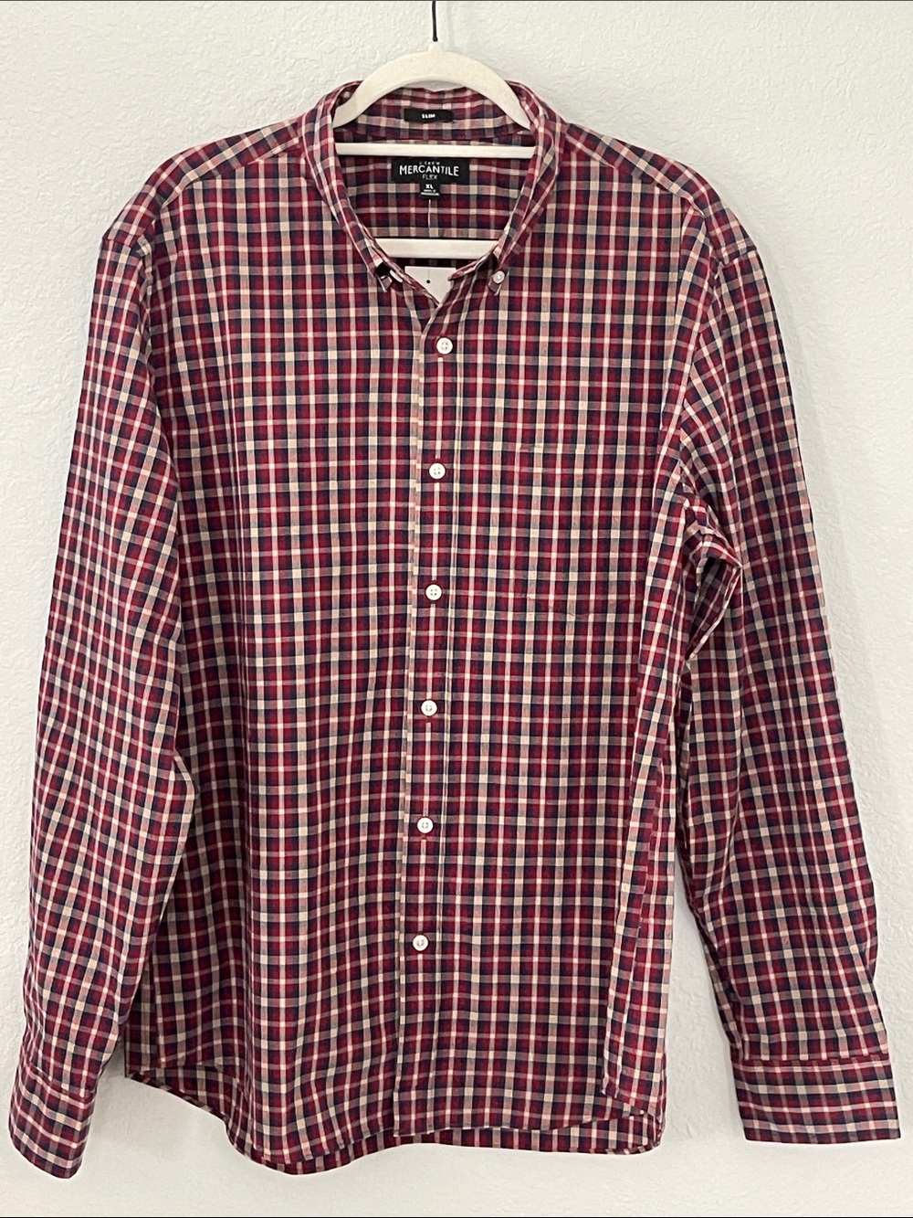 NWT J.Crew Mercantile Flex Slim Plaid Button Down Shirt XL Stretch Cotton